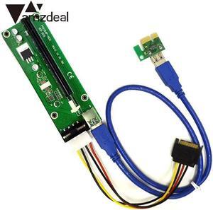 PCIe PCI-E Express 1X to 16X USB 3.0 Riser Extender Adapter Anti-burning w/ SATA Power Cable Strong Line