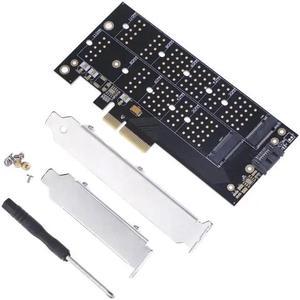 PCI-E 4x to NVMe M.2 NGFF B Key + M.2 NGFF M Key SSD Slot Adapter Card for 2230/2242/2260/2280 NGFF SSD Cards High Speed