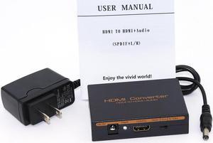 HDMI Audio Extractor Splitter to SPDIF RCA Stereo L/R Analog Output Converter est with power adapter