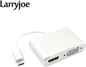 Larryjoe USB C Type C to 4K 60Hz HDMI VGA Adapter 2 in 1 USB 3.1 Cable for Laptop Apple  Macbook Google Chromebook Pixel
