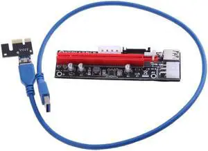 3 in 1 PCI-E Riser Card PCI-E 1X to 16X 4pin 6pin 15pin USB3.0 Mining Extender Card Adapter for Bitcoin Miner 60cm USB 3.0 Cable