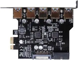 Super Speed PCI-E PCI Express to USB 3.0 19Pin 5 Port PCI Express Expansion Card SATA 15PIN Connector Add On Card With Driver CD