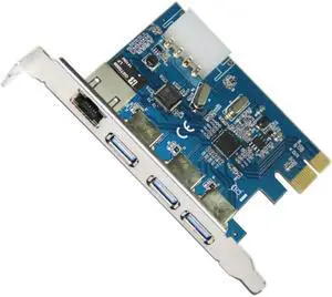 Desktop PCI-E to 3-Port USB 3.0 + USB 3.0 Ethernet RJ45 Port Expansion Card