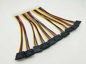 5PCS SATA Power Cable 4pin Male to Serial ATA 15pin x 2 Female Splitter Molex Y Hard Drive Cables 20CM for Bitcoin Miner Mining