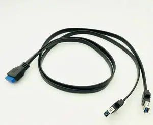 Connector USB 3.0 Panel Mount Dual Port USB 3.0 Female Screw Panel Mount to Motherboard 20 Pin Header Flat Cable Cord