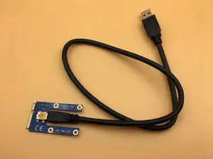 Mini PCI E PCI Express Riser Card PCIe 1x to 16x Slot Conveter Adapter 60cm USB 3.0 Data Cable for BTC Miner Mining Machine