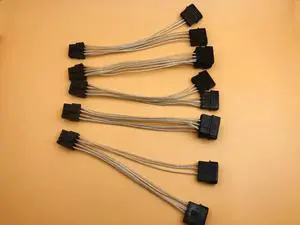 5PCS Dual 4Pin to 8Pin (6+2) Graphic Card Power Cable 18cm 4P to 8P Graphic Card Cable Supply Dual D port to 8pin for BTC Mining
