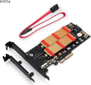 M.2 SSD NVMe M Key + SATA B Key M.2 NGFF PCIE to M2 Adapter Riser PCI Express 3.0 Controller with Low Profile Bracket Heatsink