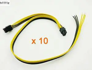 10PCS 50+20cm Dual 6pin Power Cable for DELL2950 1470 Series Server Power Cable Graphics Card Cables Power Supply for BTC Mining