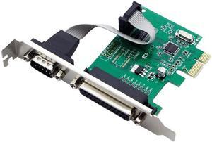 RS232 RS-232 Serial Port & DB25 Printer Parallel Port PCI Express PCI-E PCIe Expansion Card Adapter Converter