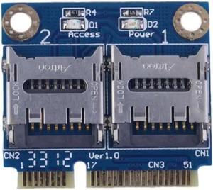 Mini PCle Card Adapter PCI-e mpci-e to Dual TF Micro SD SDHC SDXC Memory Card reader Support Windows 7 Vista XP Mac OS