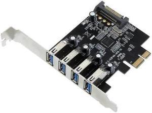 add on card 4 Port SuperSpeed USB 3.0 PCI Express Controller Card Adapter 15 pin SATA Power Connector Low Profile