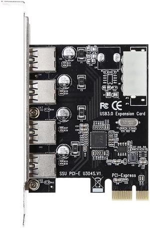 Aneew 4 Port USB 3.0 to PCI-E PCIe Expansion Card PCI Express 1x Adapter Card USB3.0 Hub Controller