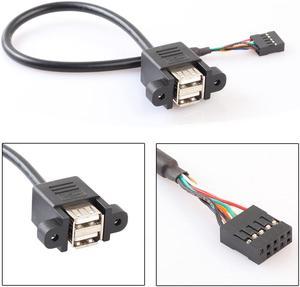 Cable Adapter 30cm 9 Pin Motherboard Header to 2 Ports USB 2.0 Female Splitter Extension Cable Adapter for Computer PC