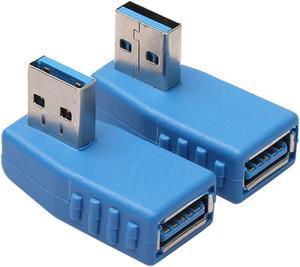 2 Pack, Super Speed USB 3.0 Vertical Left Angle and Right Angle Adapter USB 3.0 Male to Female 90 Degrees dapter Coupler Conne