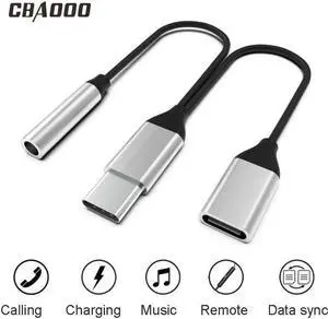1Pcs USB Type C to Type C 3.5mm Jack AUX Headphone Audio Splitter Converter Adapter Cable For Huawei mate 20 10 P30 pro Xiaomi