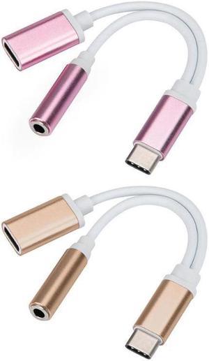1Pcs 2 in 1 USB C Type C Male Audio Cable to 3.5mm Female Audio Jack Headset Earphone Adapter Wire Y Splitter Cable