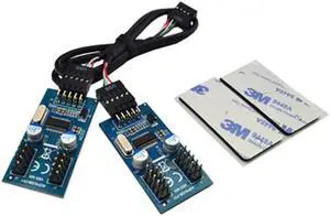 Misskit 9pin USB header Male 1 to 4 Male Extension Cable Card Desktop 9-Pin USB HUB USB 2.0 9 pin Connector Adapter Port Multilier(11.81")