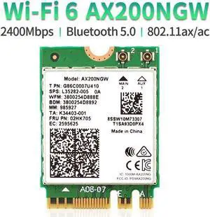 Dual band 2.4Gbps Wi-Fi 6 AX200NGW 802.11ax/ac MU-MIMO 2x2 Wifi for AX200 NGFF M.2 Bluetooth 5.0 Network Wlan Card Dual band 2.4Gbps Wi-Fi 6 AX200NGW 802.11ax/ac MU-MIMO 2x2 Wifi for AX200 NGFF M.2 Bluetooth 5.0 Network Wlan Card