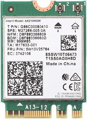 3000Mbps WiFi 6E Intel AX210 Bluetooth 5.2 M.2 2230 Key E WiFi 6 Card 2.4G/5Ghz/6Ghz With IPEX4 Antennas Wireless AX210NGW 802.11ac/ax WiFi Adapter, Support Windows 10 Linux For Laptop Desktop PC 3000Mbps WiFi 6E Intel AX210 Bluetooth 5.2 M.2 2230 Key E WiFi 6 Card 2.4G/5Ghz/6Ghz With IPEX4 Antennas Wireless AX210NGW 802.11ac/ax WiFi Adapter, Support Windows 10 Linux For Laptop Desktop PC
