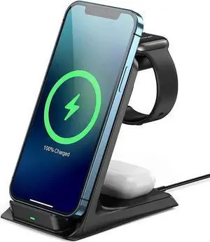 WISDUM Wireless Charger, 3 in 1 15W Wireless Charger Stand Compatible with 12/12Pro/11/11Pro/Max/XR/XS Max/X iWatch 6/SE/5/4/3/2/1/AirPods, Galaxy S21/S20/S20+/S10 WISDUM Wireless Charger, 3 in 1 15W Wireless Charger Stand Compatible with 12/12Pro/11/11Pro/Max/XR/XS Max/X iWatch 6/SE/5/4/3/2/1/AirPods, Galaxy S21/S20/S20+/S10