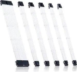 WISDUM Braided ATX Sleeved Cable Extension Kit for Power Supply Cable Kit, PSU Connectors, 24 Pin, 8 Pin, 6 Pin 4 + 4 Pin, 6 Pack, with Cable Comb 24 Pieces Set 24-Pin, 8-Pin, 6-Pin (White) WISDUM Braided ATX Sleeved Cable Extension Kit for Power Supply Cable Kit, PSU Connectors, 24 Pin, 8 Pin, 6 Pin 4 + 4 Pin, 6 Pack, with Cable Comb 24 Pieces Set 24-Pin, 8-Pin, 6-Pin (White)