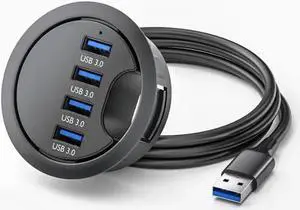 Desk Grommet USB Hub, 4 Port USB 3.0 Hub, 5Gbps Data Transmission with 4.9ft Cord for Diameter 2.36" or 60mm Hole, Office Accessories, for PC, Flash Drive, HDD Enclosure and Other USB Devices Desk Grommet USB Hub, 4 Port USB 3.0 Hub, 5Gbps Data Transmission with 4.9ft Cord for Diameter 2.36" or 60mm Hole, Office Accessories, for PC, Flash Drive, HDD Enclosure and Other USB Devices