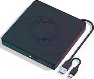 External CD/DVD Drive for Laptop, USB 3.0 & Type-C Mute CD Burner, Portable CD DVD +/-RW Drive Optical Drive Players Readers, Compatible with Desktop MacBook Notebook with Windows Linux OS (Black) External CD/DVD Drive for Laptop, USB 3.0 & Type-C Mute CD Burner, Portable CD DVD +/-RW Drive Optical Drive Players Readers, Compatible with Desktop MacBook Notebook with Windows Linux OS (Black)