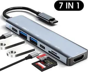 USB C Hub, 7 in 1 USB C Multiport Adapter with 4K HDMI, Type C 87W PD, USB 3.0 5Gbps Data Ports, SD/TF Card Reader for Mac-Book Pro, M-ac-Book Air, D-e-l-l XPS, Le-no-vo Thinkpad, H-P Laptops and More USB C Hub, 7 in 1 USB C Multiport Adapter with 4K HDMI, Type C 87W PD, USB 3.0 5Gbps Data Ports, SD/TF Card Reader for Mac-Book Pro, M-ac-Book Air, D-e-l-l XPS, Le-no-vo Thinkpad, H-P Laptops and More