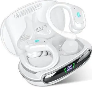 True Wireless Earbuds, Bluetooth Headphones 80Hrs Playback with LED Diaplay Charging Case Noise Cancelling Ear buds with Earhooks, IPX7 Waterproof Over Ear Earphones for Sports Running Workout (White) True Wireless Earbuds, Bluetooth Headphones 80Hrs Playback with LED Diaplay Charging Case Noise Cancelling Ear buds with Earhooks, IPX7 Waterproof Over Ear Earphones for Sports Running Workout (White)