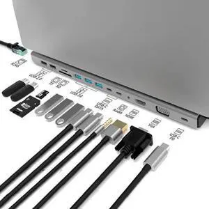 USB C Docking Station Dual Monitor, Universal USB C Dock, 14 in 1 Triple Display USB C Dock with 4K HDMI and DP, VGA, Ethernet, USB3.2 Gen2 10Gbps, 87W PD, SD/TF/USB 3.0 for Dell/HP/Lenovo/MacBook Pro USB C Docking Station Dual Monitor, Universal USB C Dock, 14 in 1 Triple Display USB C Dock with 4K HDMI and DP, VGA, Ethernet, USB3.2 Gen2 10Gbps, 87W PD, SD/TF/USB 3.0 for Dell/HP/Lenovo/MacBook Pro