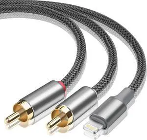 Lightning to RCA Cable Audio Aux Adapter, Stereo Y Splitter Adapter for Select iPhone, iPad and iPod Models for Power Amplifier, Car, Home Theater, Speaker and More Lightning to RCA Cable Audio Aux Adapter, Stereo Y Splitter Adapter for Select iPhone, iPad and iPod Models for Power Amplifier, Car, Home Theater, Speaker and More