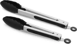 2 Pack Silicone Kitchen Tongs, 9 & 12 Inch, Stainless Steel, Black 2 Pack Silicone Kitchen Tongs, 9 & 12 Inch, Stainless Steel, Black