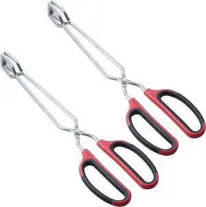 HINMAY Stainless Steel Scissor Tongs with Comfort-Grip Handle 12-Inch, Set of 2 HINMAY Stainless Steel Scissor Tongs with Comfort-Grip Handle 12-Inch, Set of 2