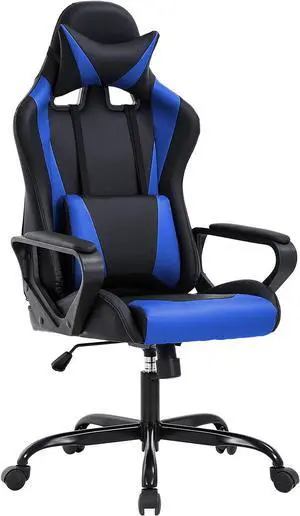 BestOffice High-Back Gaming Chair PC Office Chair Computer Racing Chair PU Desk Task Chair Ergonomic Executive Swivel Rolling Chair with Lumbar Support for Back Pain Women, Men,Blue