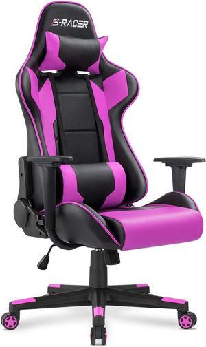Homall Gaming Chair, Office Chair High Back Computer Chair Leather Desk Chair Racing Executive Ergonomic Adjustable Swivel Task Chair with Headrest and Lumbar Support (Purple)