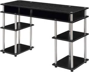 Convenience Concepts Designs2Go No Tools Student Desk 47.25" - Contemporary Office, Dorm Room Desk and Vanity with Storage Shelves, Black Convenience Concepts Designs2Go No Tools Student Desk 47.25" - Contemporary Office, Dorm Room Desk and Vanity with Storage Shelves, Black