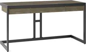 SIMPLIHOME Erina SOLID ACACIA WOOD Industrial 60 inch Wide Writing Office Desk in Distressed Grey for the Office Desk, Writing Table, Workstation and Study Table