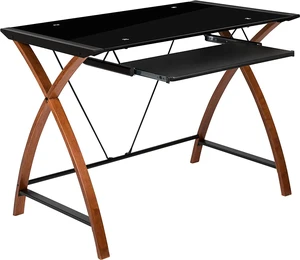 Flash Furniture Glass Computer Desk with Pull-Out Keyboard Tray, Black Flash Furniture Glass Computer Desk with Pull-Out Keyboard Tray, Black