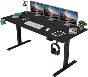 OUTFINE Heavy Duty Dual Motor Height Adjustable Standing Desk Electric Dual Motor Home Office Stand Up Computer Workstation with Splice Board (Black, 63") Desktop Load up to 220lbs