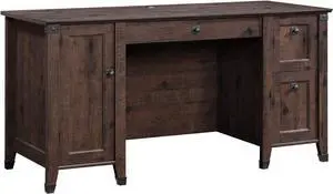Sauder Carson Forge Rustic Vintage Computer Desk with Drawers Storage, 59.06" L x 23.47" W x 29.53" H, Coffee Oak
