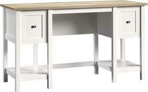 Sauder Cottage Road Computer Drawers and Storage Shelves, Small Study Desk, L: 53.94" x W: 19.45" x H: 29.76", Soft White Finish