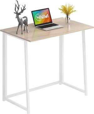 4NM 31.5" Folding Desk, Simple Assembly Computer Desk Study Writing Table for Small Space Offices/Home - Natural and White