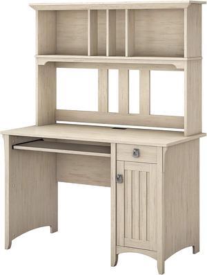 Bush Furniture Salinas Small Computer Desk with Hutch in Antique White
