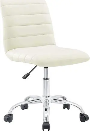 Modway Ripple Ribbed Armless Mid Back Swivel Conference Office Chair In White