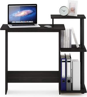 Furinno Efficient Home Laptop Notebook Computer Desk with Square Shelves, Dark Espresso/Black