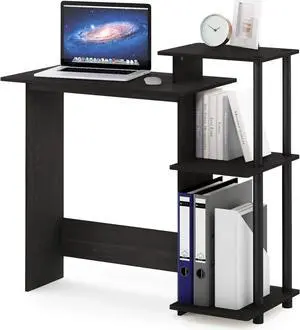 Furinno Efficient Home Laptop Notebook Computer Desk with Square Shelves, Espresso/Black