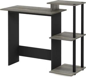 Furinno Efficient Home Laptop Notebook Computer Desk with Square Shelves, French Oak Grey/Black