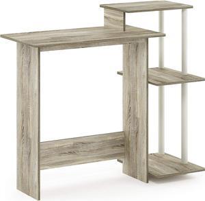 Furinno Efficient Home Laptop Notebook Computer Desk with Square Shelves, Sonoma Oak/White