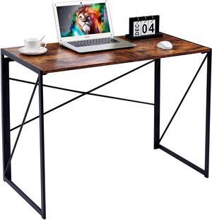 Coavas 40 inch Folding Desk No Assembly Required, Writing Computer Desk Space Saving Foldable Table Simple Home Office Desk, Slippy Vintage Brown